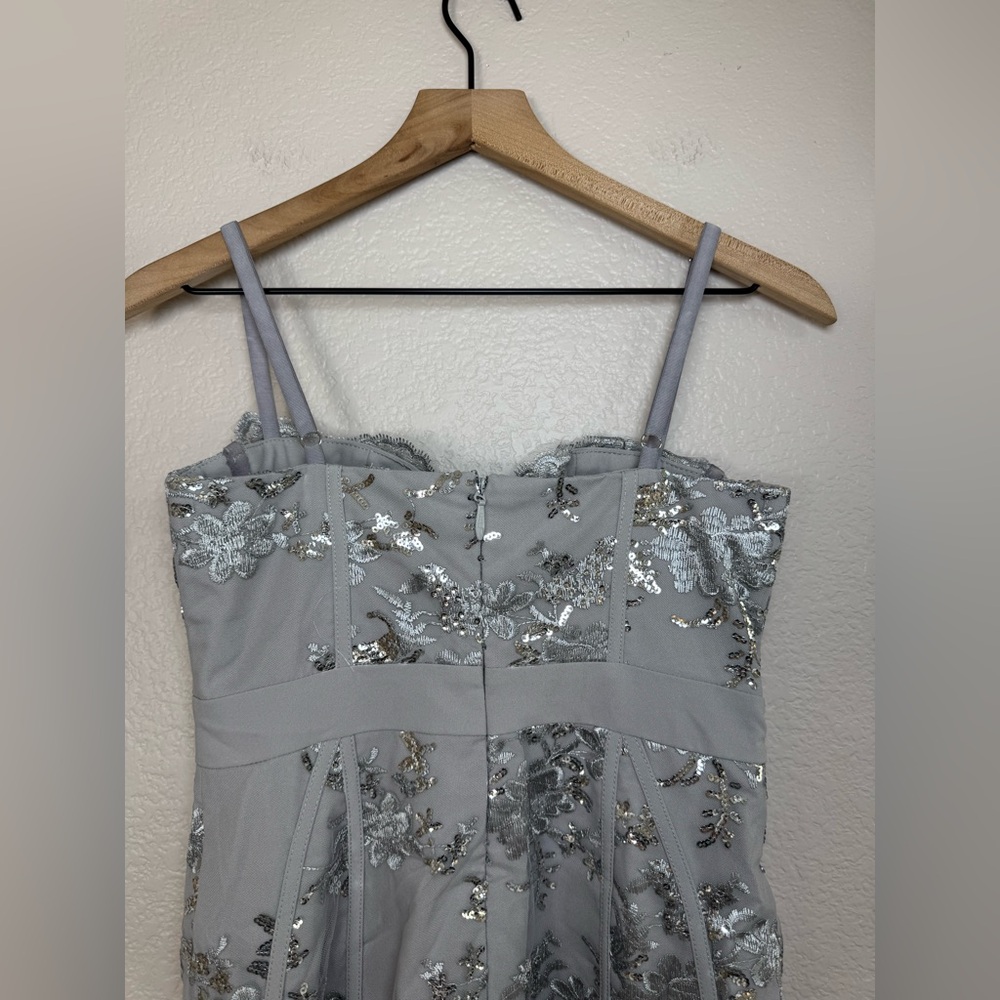 X by NBD Revolve Harper Lace Mini Sequin Dress in Silver size XS NEW $338 - Picture 12 of 15